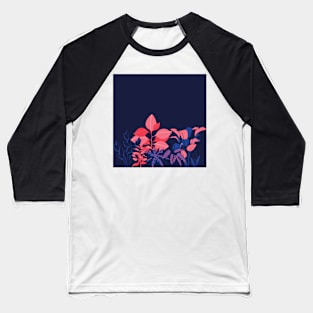 Blue Leaves Pattern Baseball T-Shirt